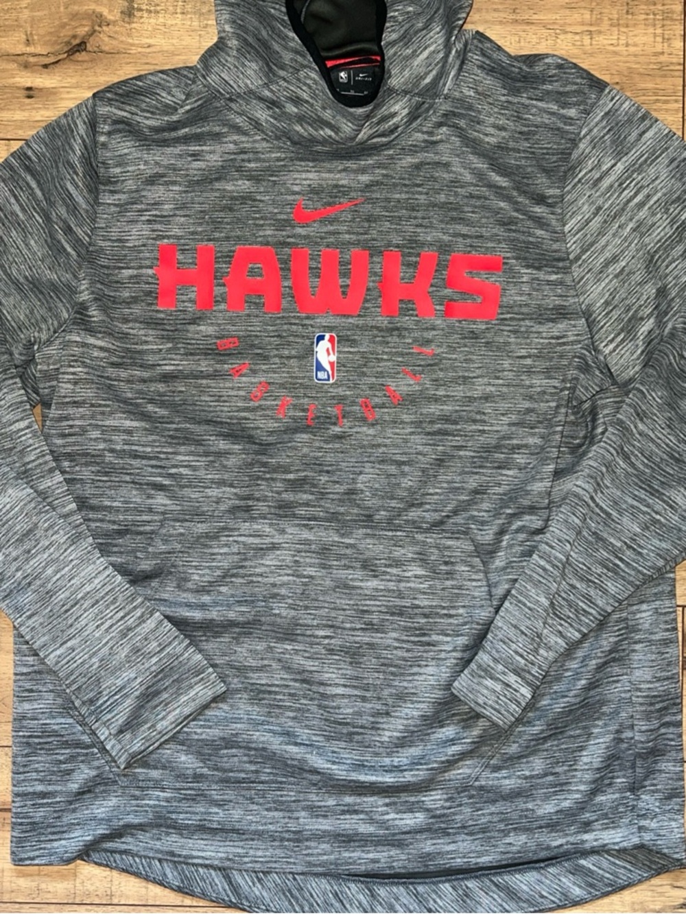 Nike Gray Heather Hawks Pullover Hoodie with Red Logo